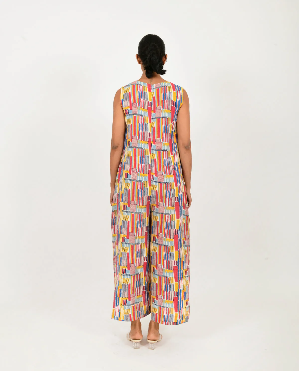 SCRIBBLE LINEN MULTI JUMPSUIT