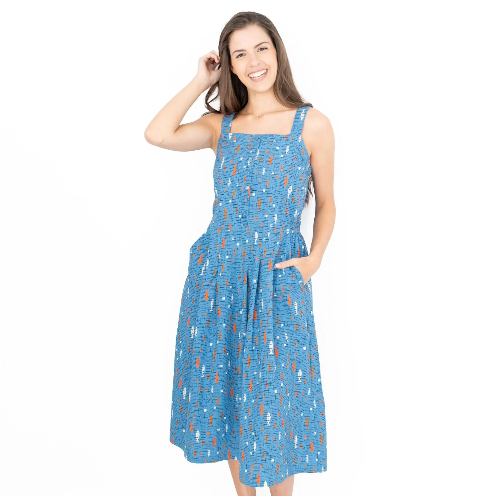 Seasalt Valley Roam Blue Boat Sleeveless Summer Dress