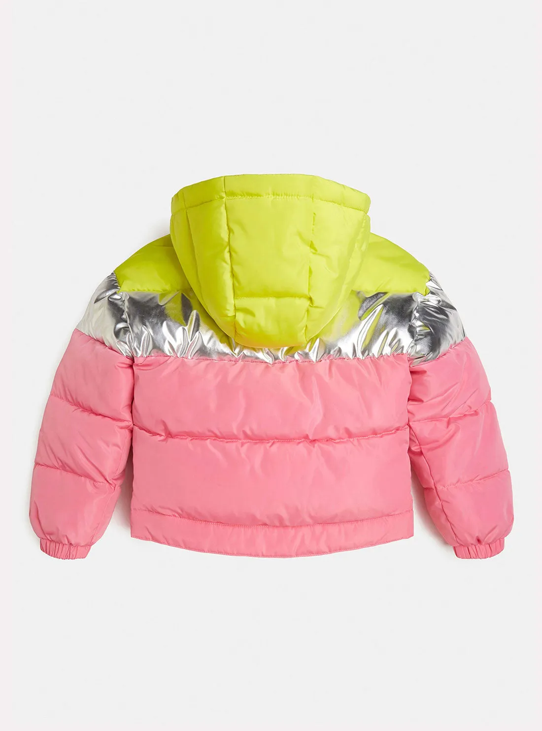 Silver Pink Multi Logo Puffer Jacket (7-16)