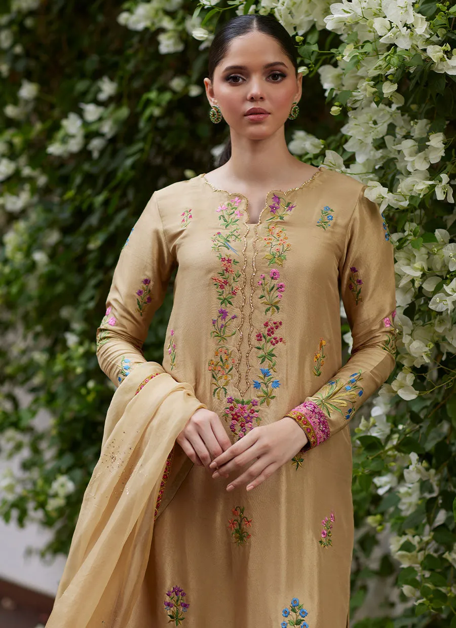 Sintra Embroidered Raw Silk Shirt and Dupatta