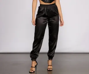 Sleek and Chic Satin Jogger Pants