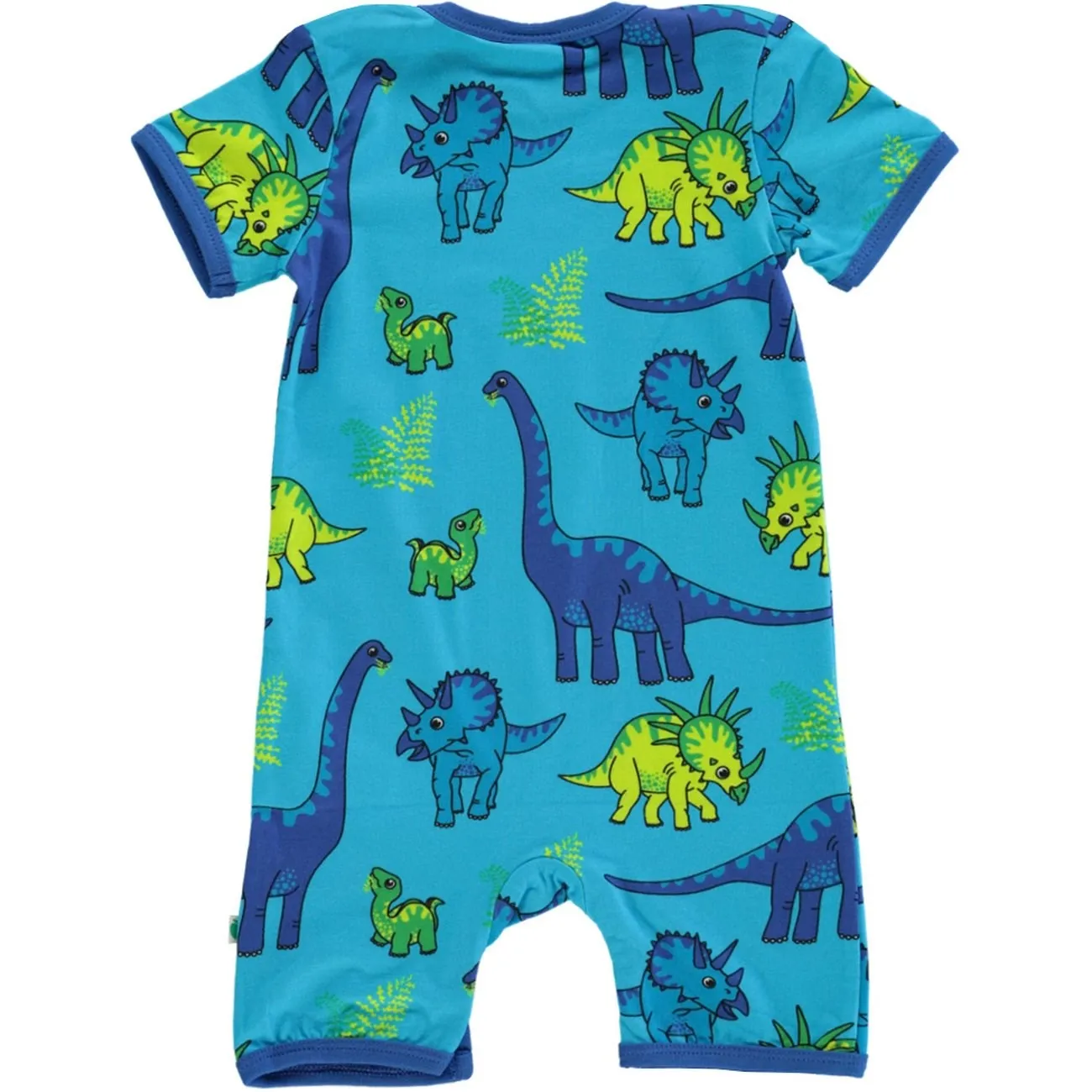 Småfolk Blue Atoll Short-Sleeved Jumpsuit With Dinosaur