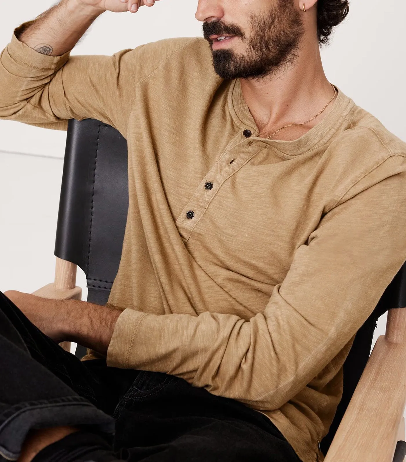 Soft Wash Henley T-Shirt Marshland Tan