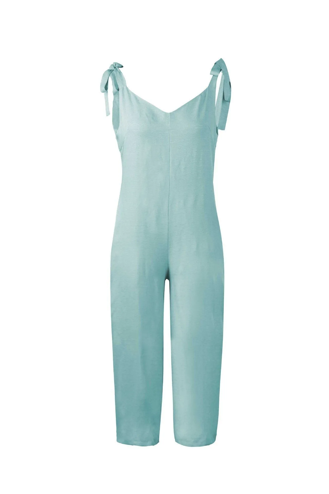 Solid Color Backless Jumpsuit