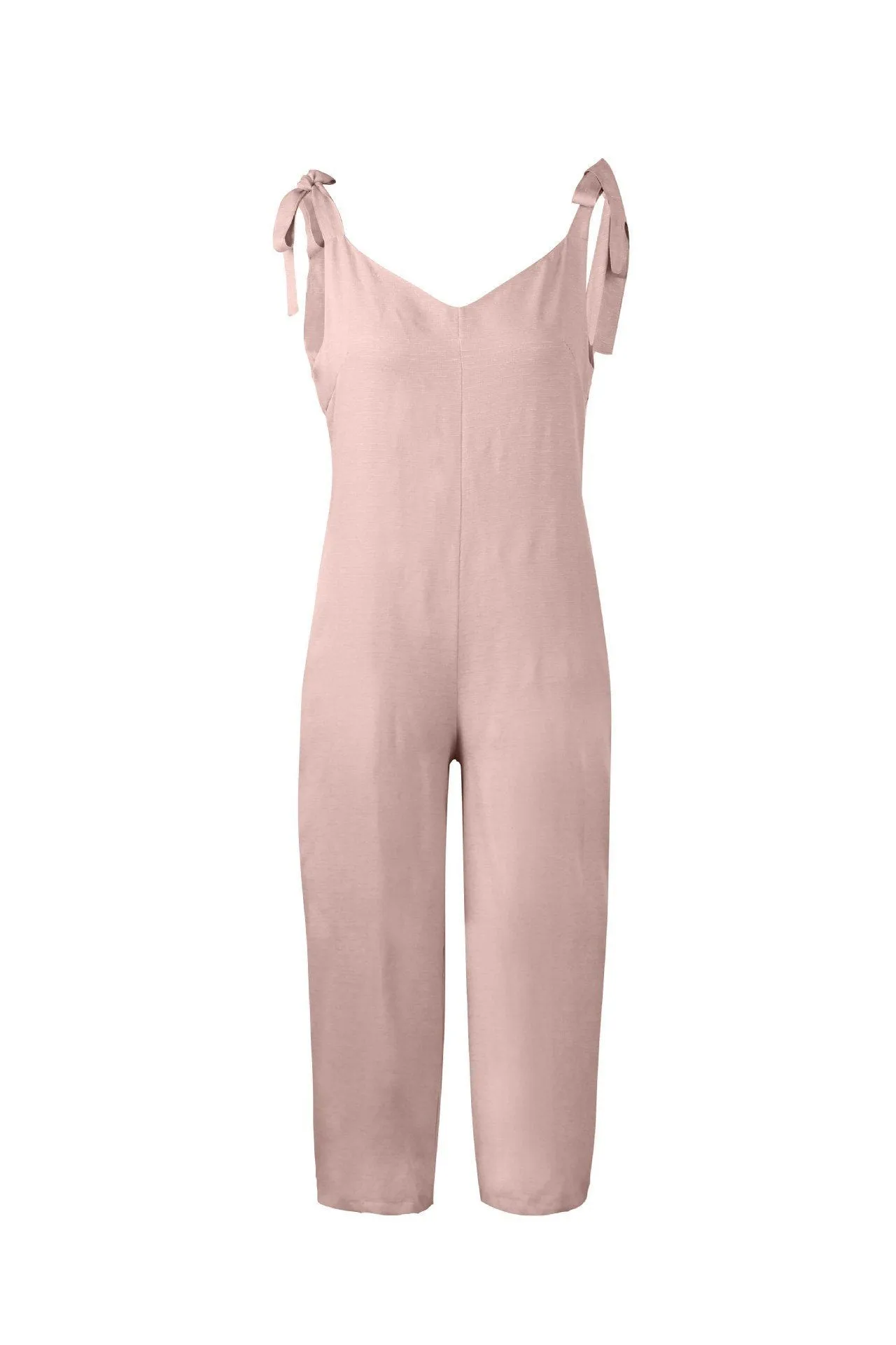 Solid Color Backless Jumpsuit