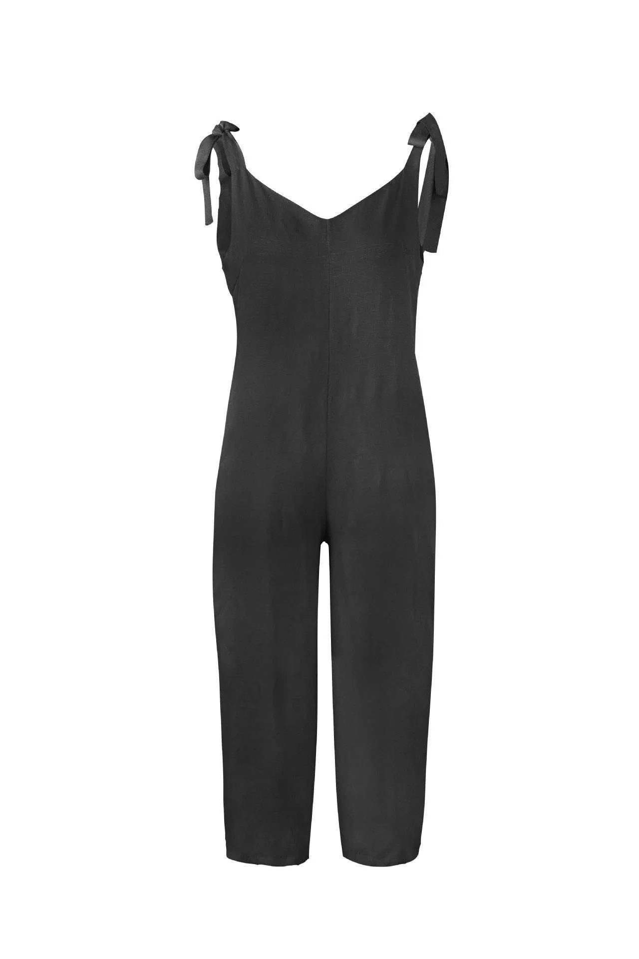 Solid Color Backless Jumpsuit