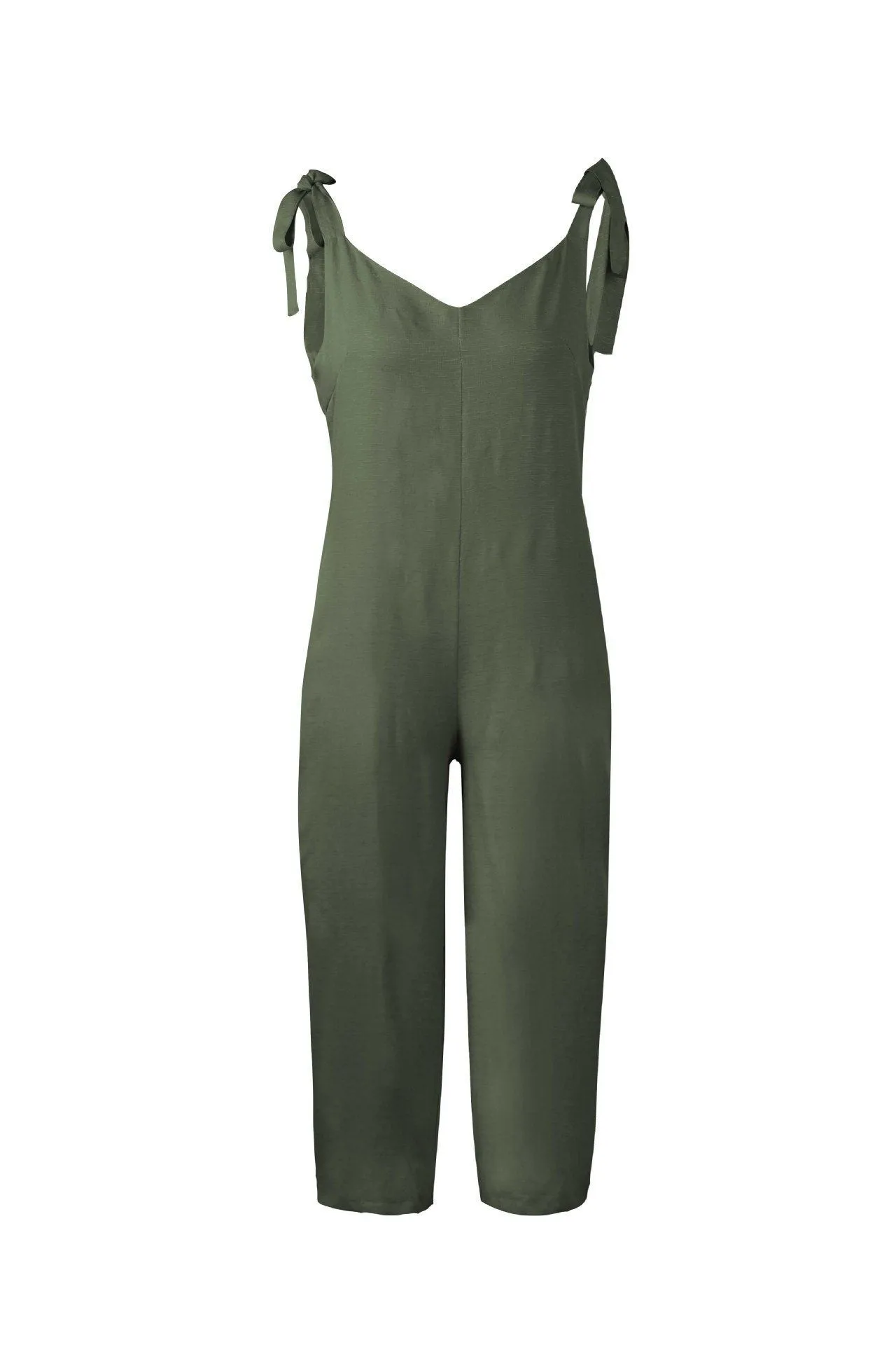 Solid Color Backless Jumpsuit