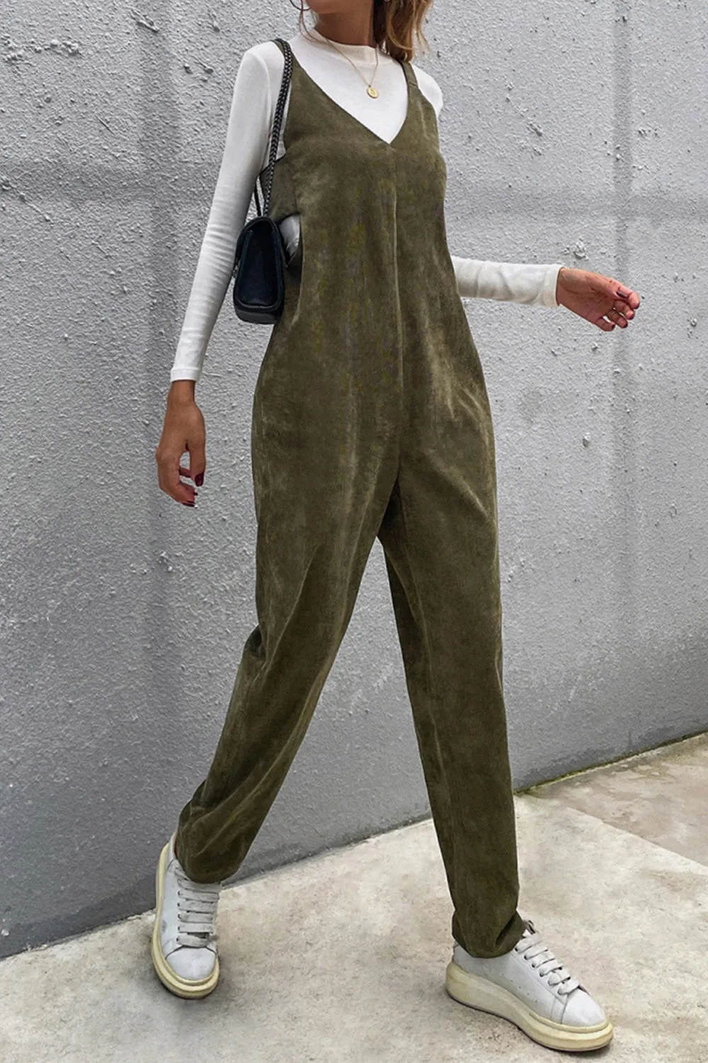 Solid Color Bow Jumpsuit