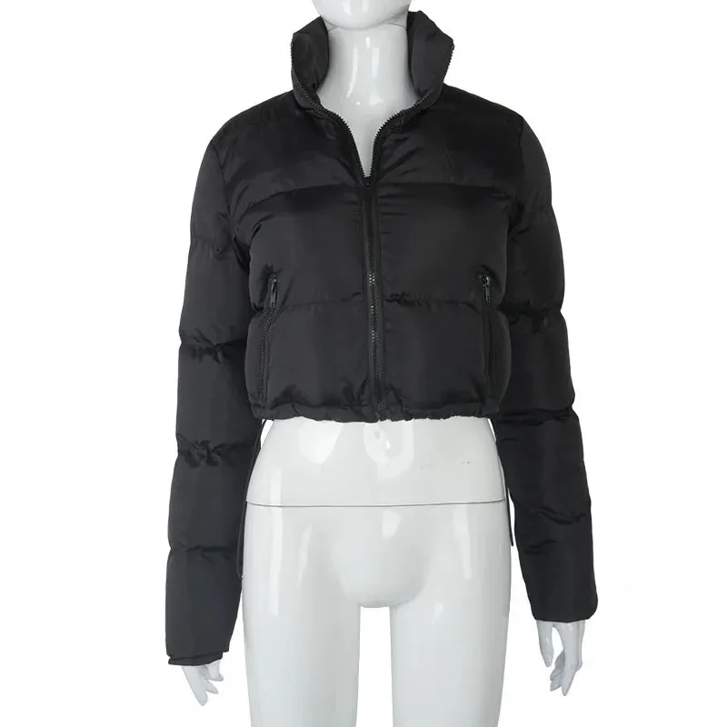 Solid Color Stand Collar Puffer Jacket (6 colors)