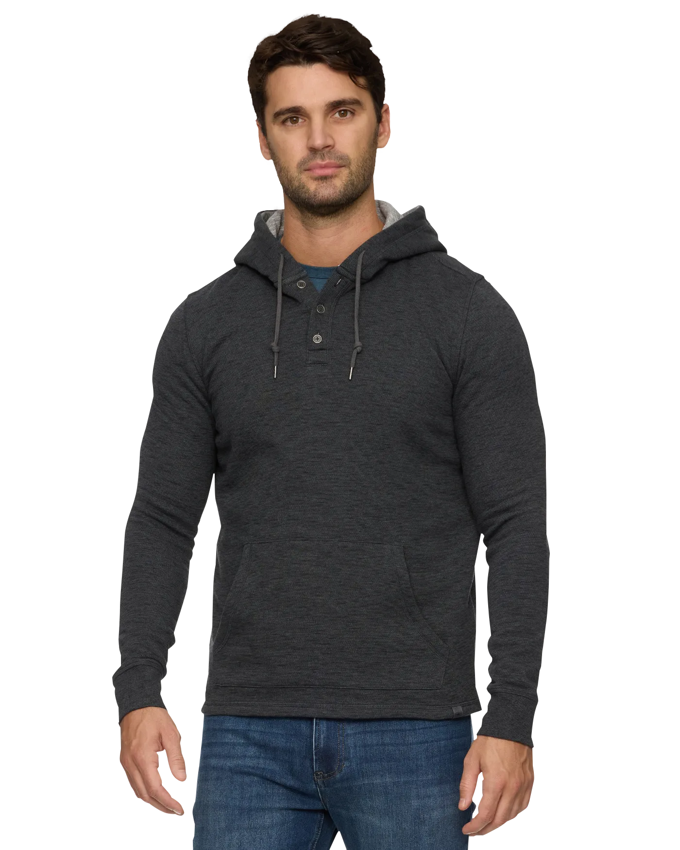 SOUTHOLD HEATHERED SLUB HOODED HENLEY