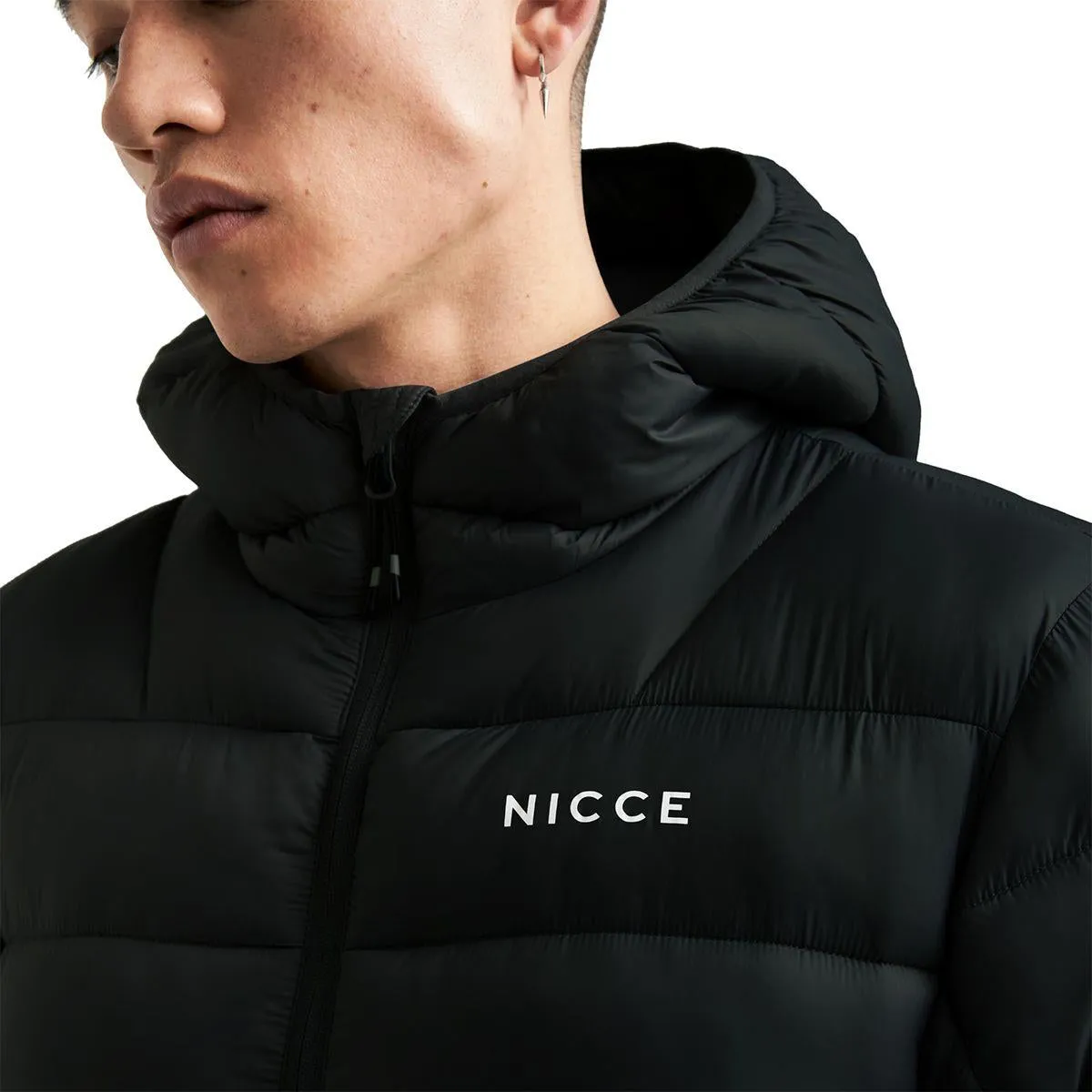 Stylish Men's Nicce Water-Resistant Hooded Puffer Jacket with Zip Pockets - Perfect for Cold Weather!