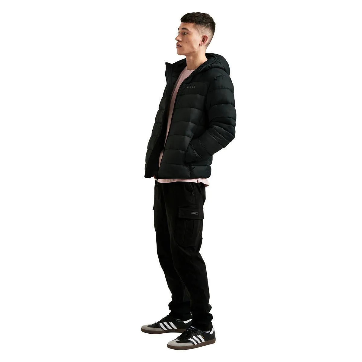 Stylish Men's Nicce Water-Resistant Hooded Puffer Jacket with Zip Pockets - Perfect for Cold Weather!