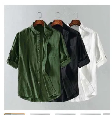 Summer Linen Shirt Men's Short Sleeve