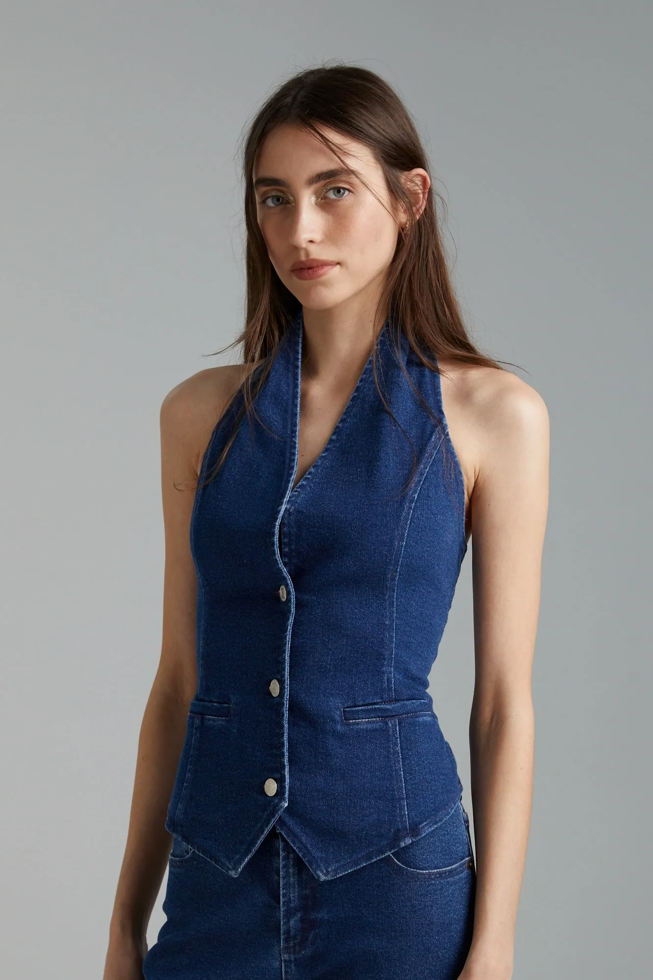 SUMMI SUMMI Womens Halter Vest - Indigo