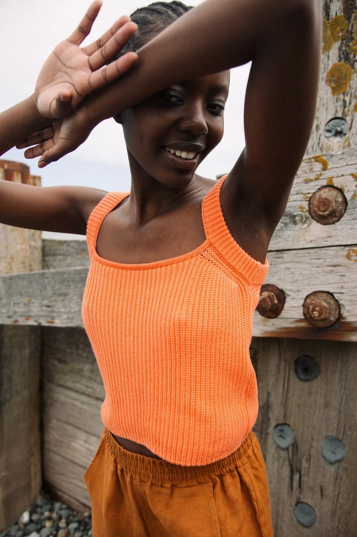 Terina Organic Cotton Vest in Apricot