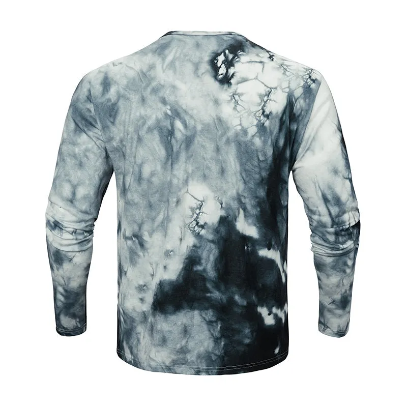 TIE-DYED LONG SLEEVE HENLEY SHIRT