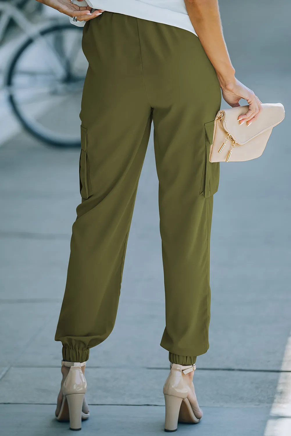 Tied High Waist Cargo Joggers