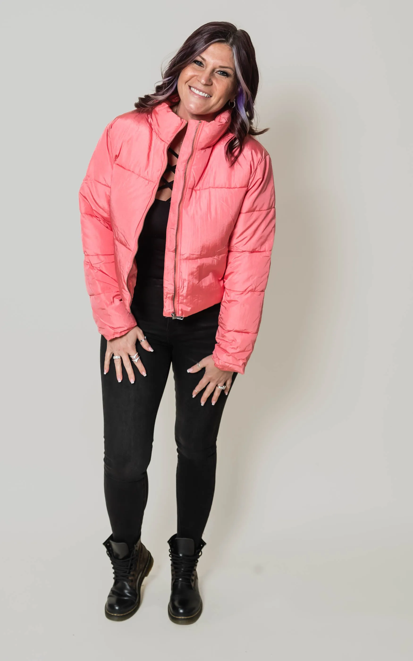 TREND TAKER PUFFER JACKET Tea Rose - Final Sale