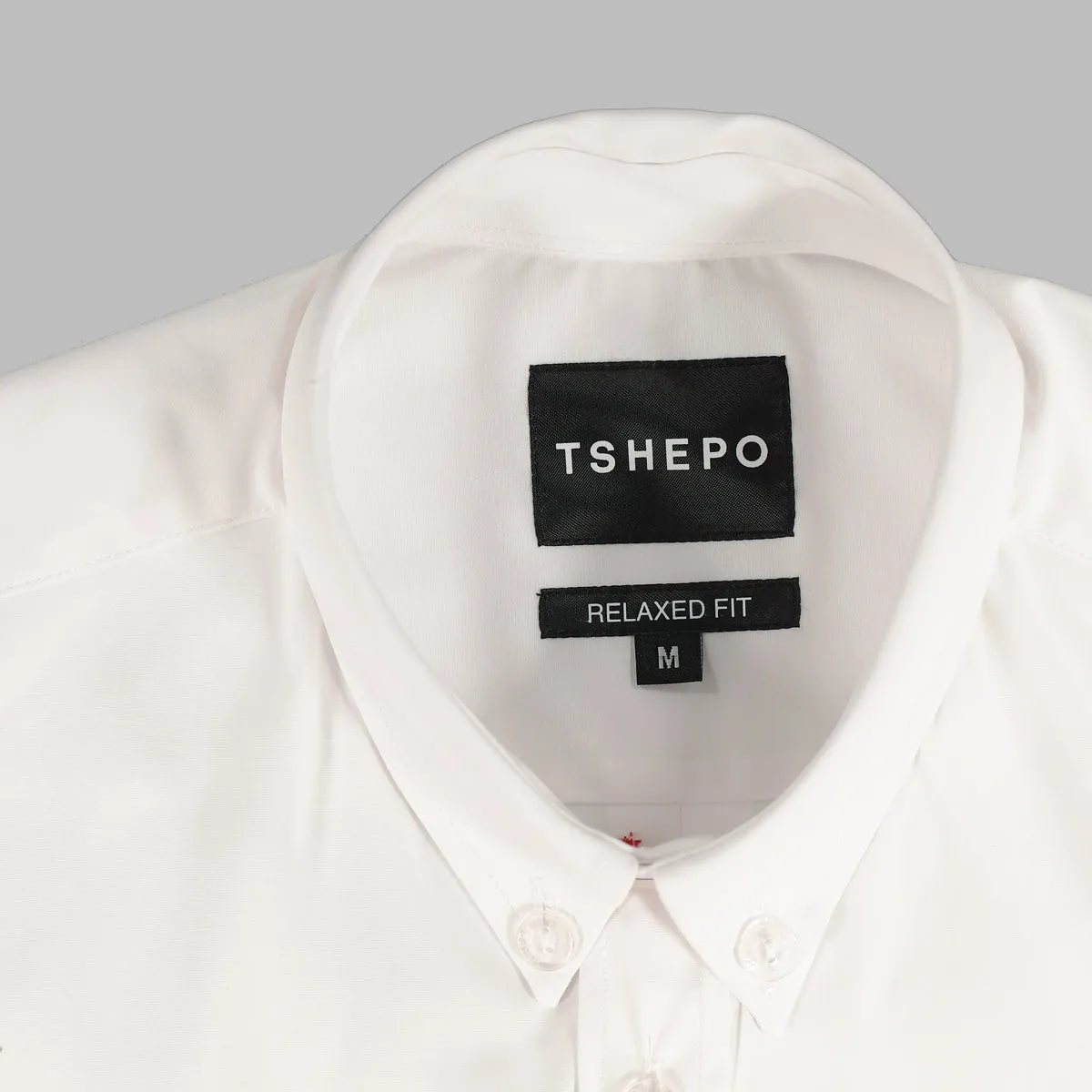 TSHEPO MENS RELAXED BUTTON-UP SHIRT, WHITE