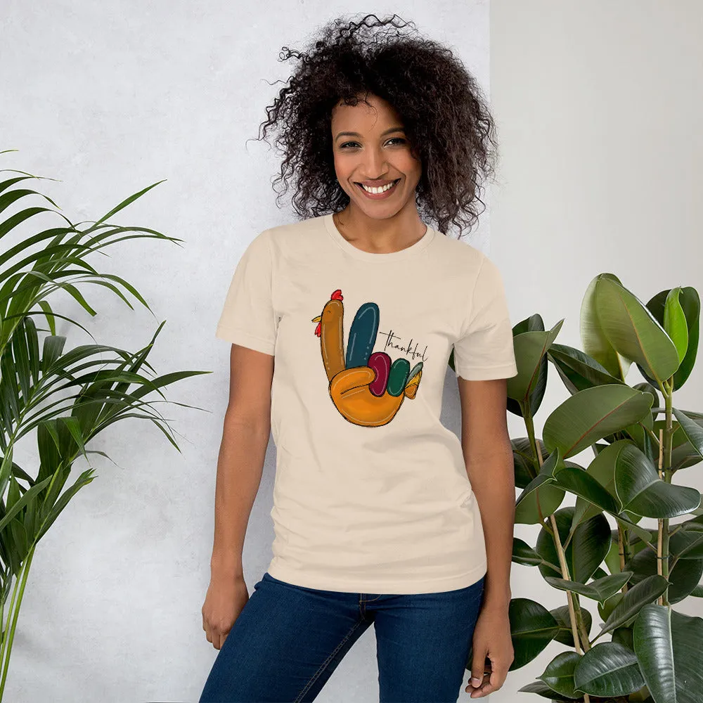 Turkey Hand Peace Shirt Thankful