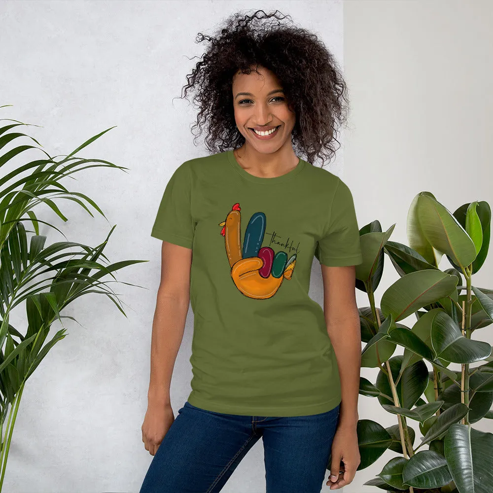 Turkey Hand Peace Shirt Thankful