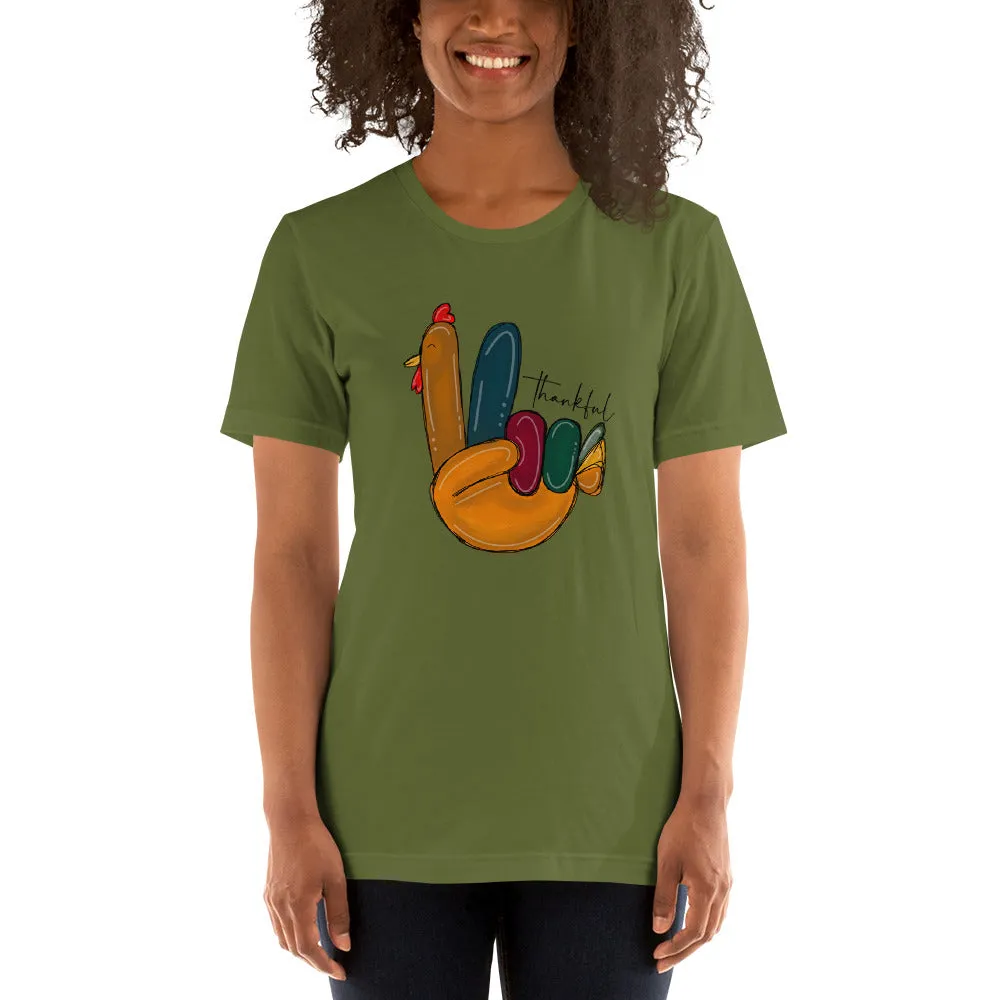 Turkey Hand Peace Shirt Thankful