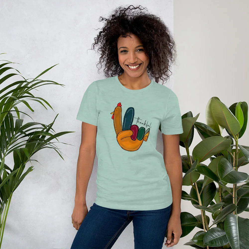 Turkey Hand Peace Shirt Thankful