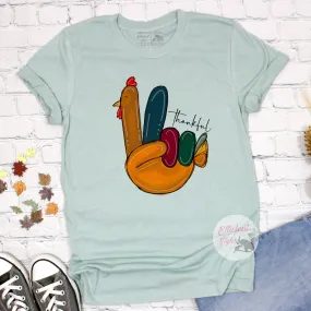 Turkey Hand Peace Shirt Thankful