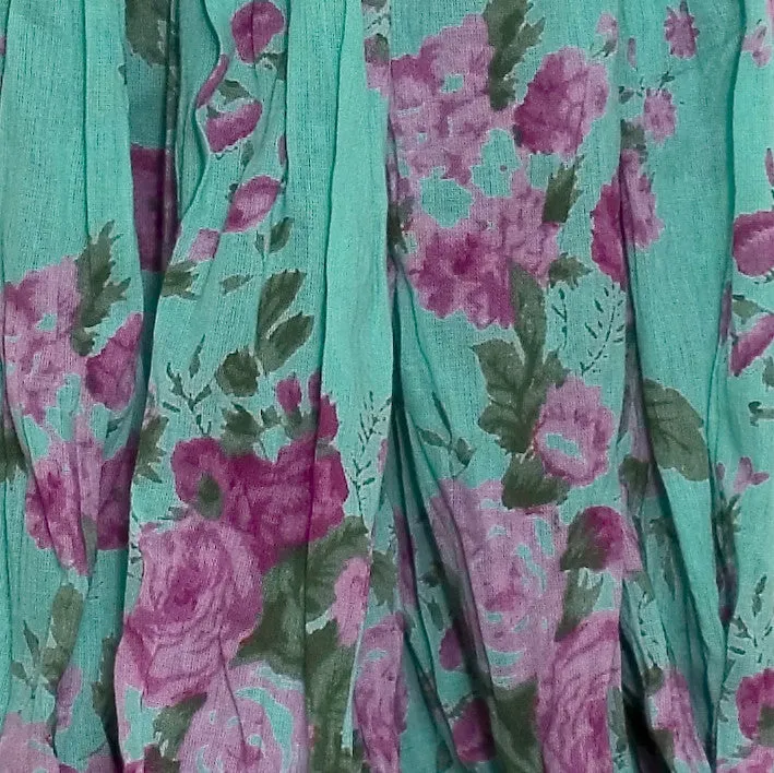 Turquoise Rose Printed Wrap Dress