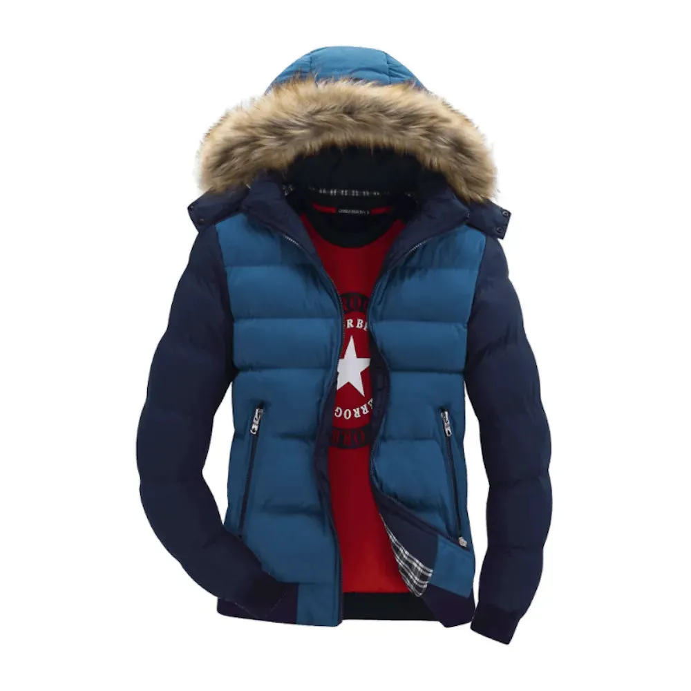 Two Tone Puffer Jacket W/Removable Hood