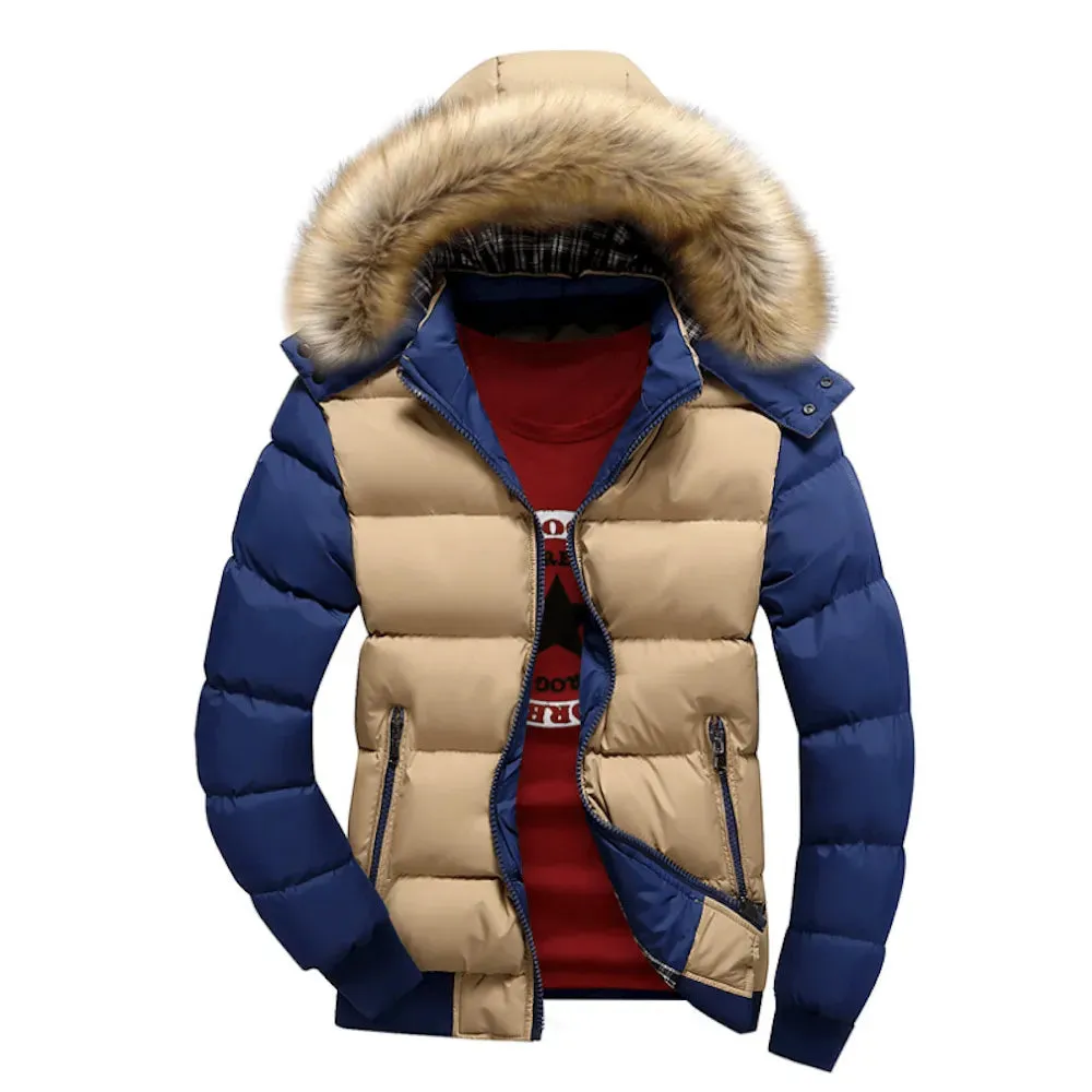 Two Tone Puffer Jacket W/Removable Hood