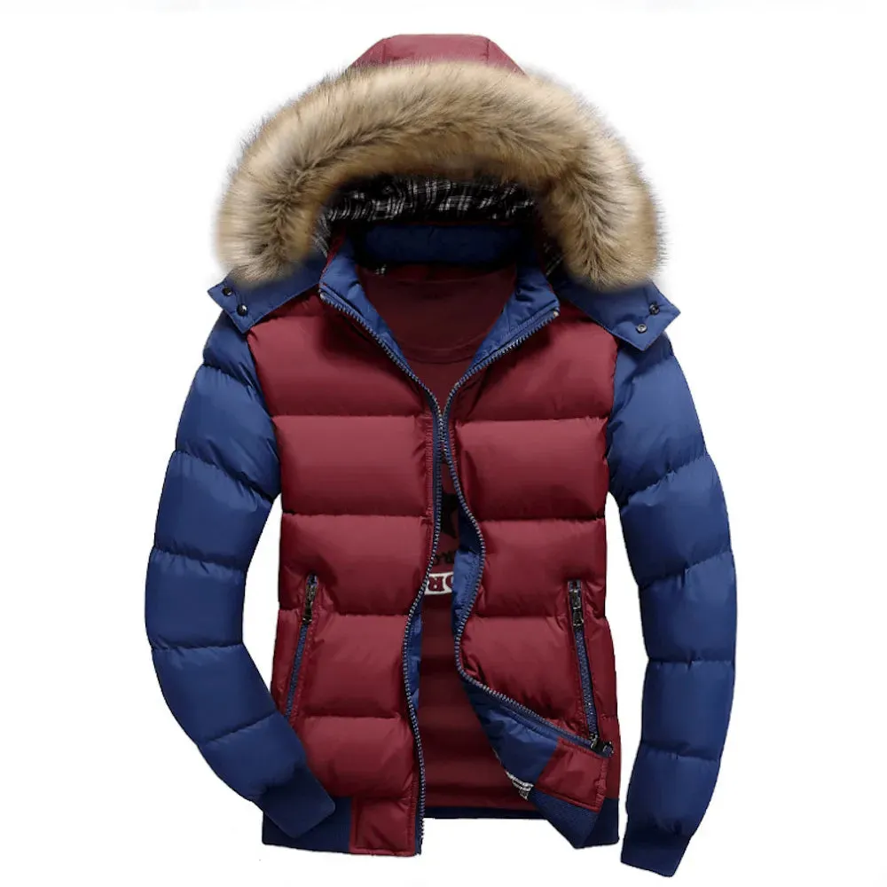 Two Tone Puffer Jacket W/Removable Hood