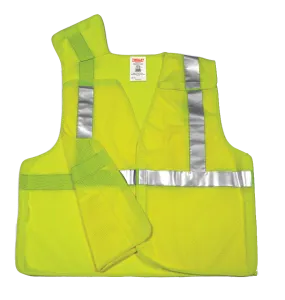 Type R Class 2 5 Point Breakaway Vest - Fluorescent Yellow-Green - Polyester Mesh - Hook & Loop Closure - Breakaway Hook & Loop at Shoulders, Sides and Front - 2 Interior Pockets - Silver Reflective Tape