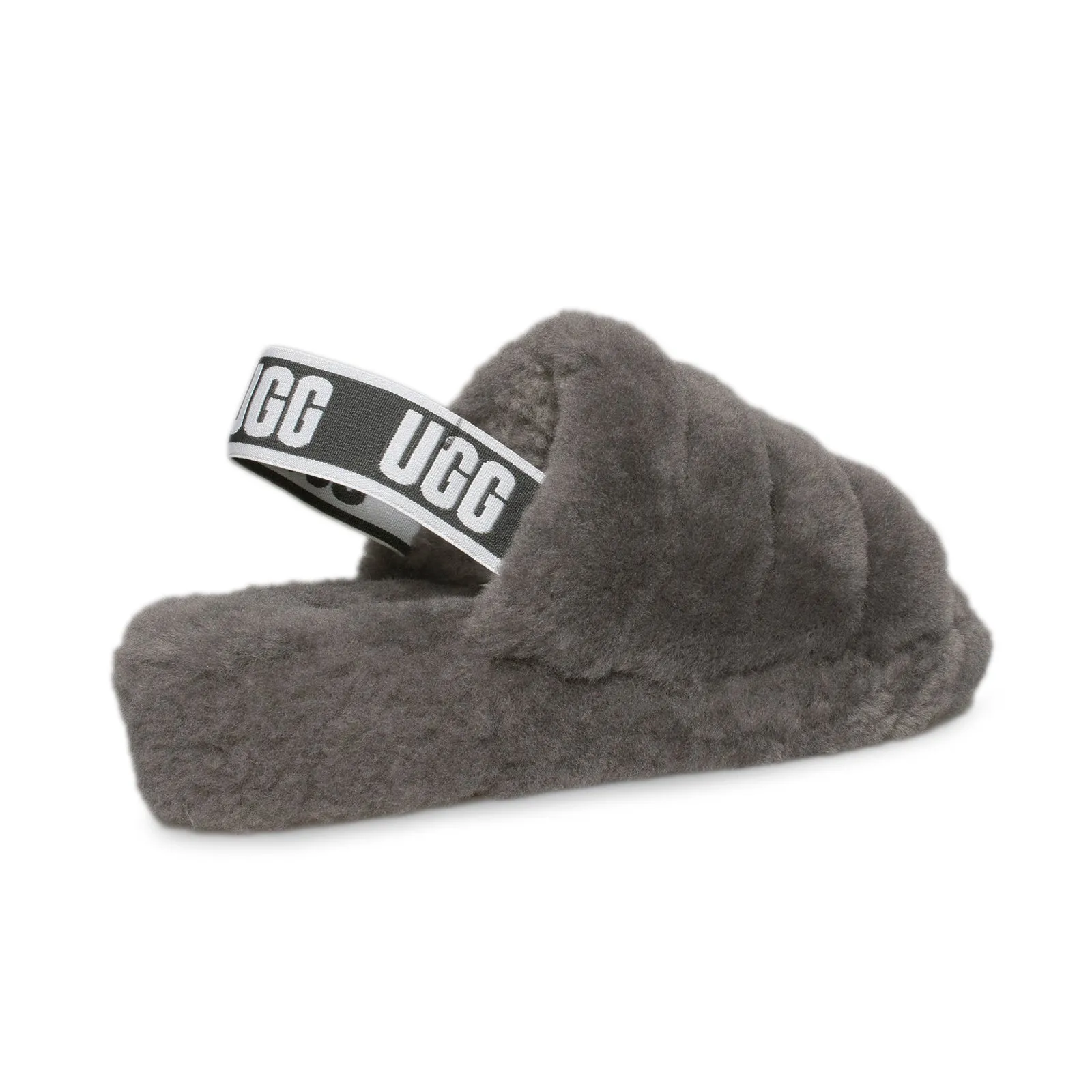 UGG Fluff Yeah Slide Charcoal Slippers - Women's