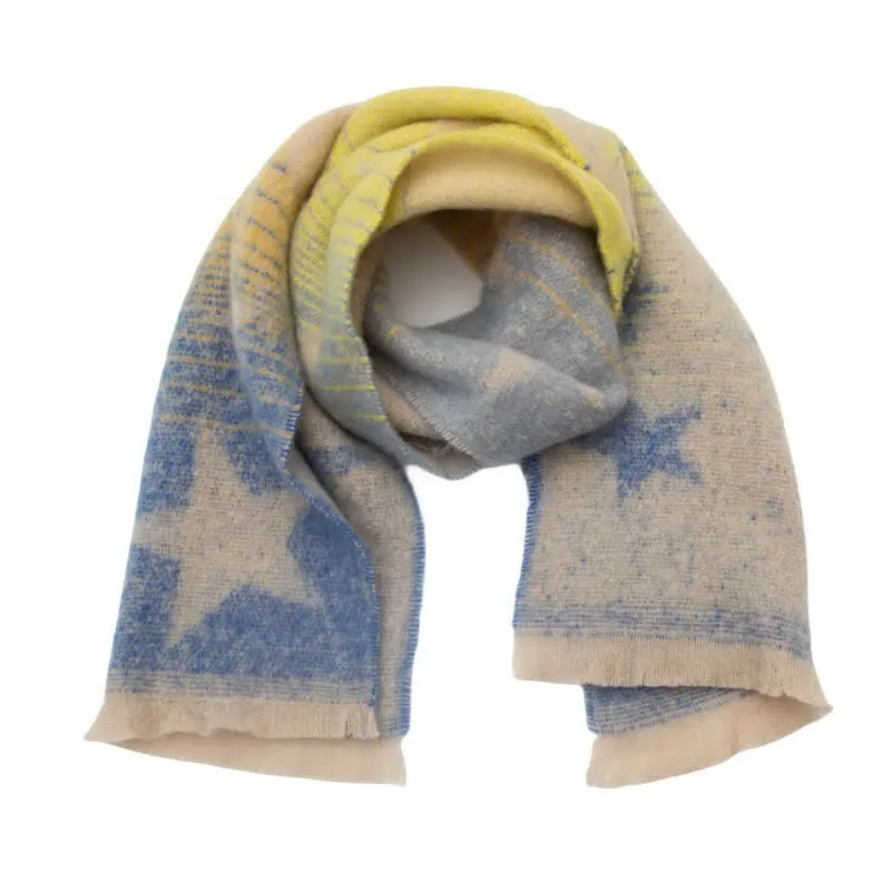 Unisex Thick Fashion Five Pointed Star Roving Scarf