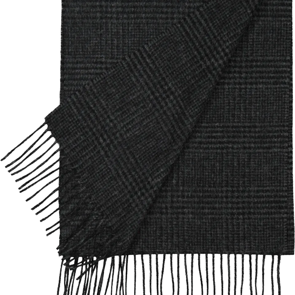 Unisex Wool Scarf - Webb Check - Charcoal & Black