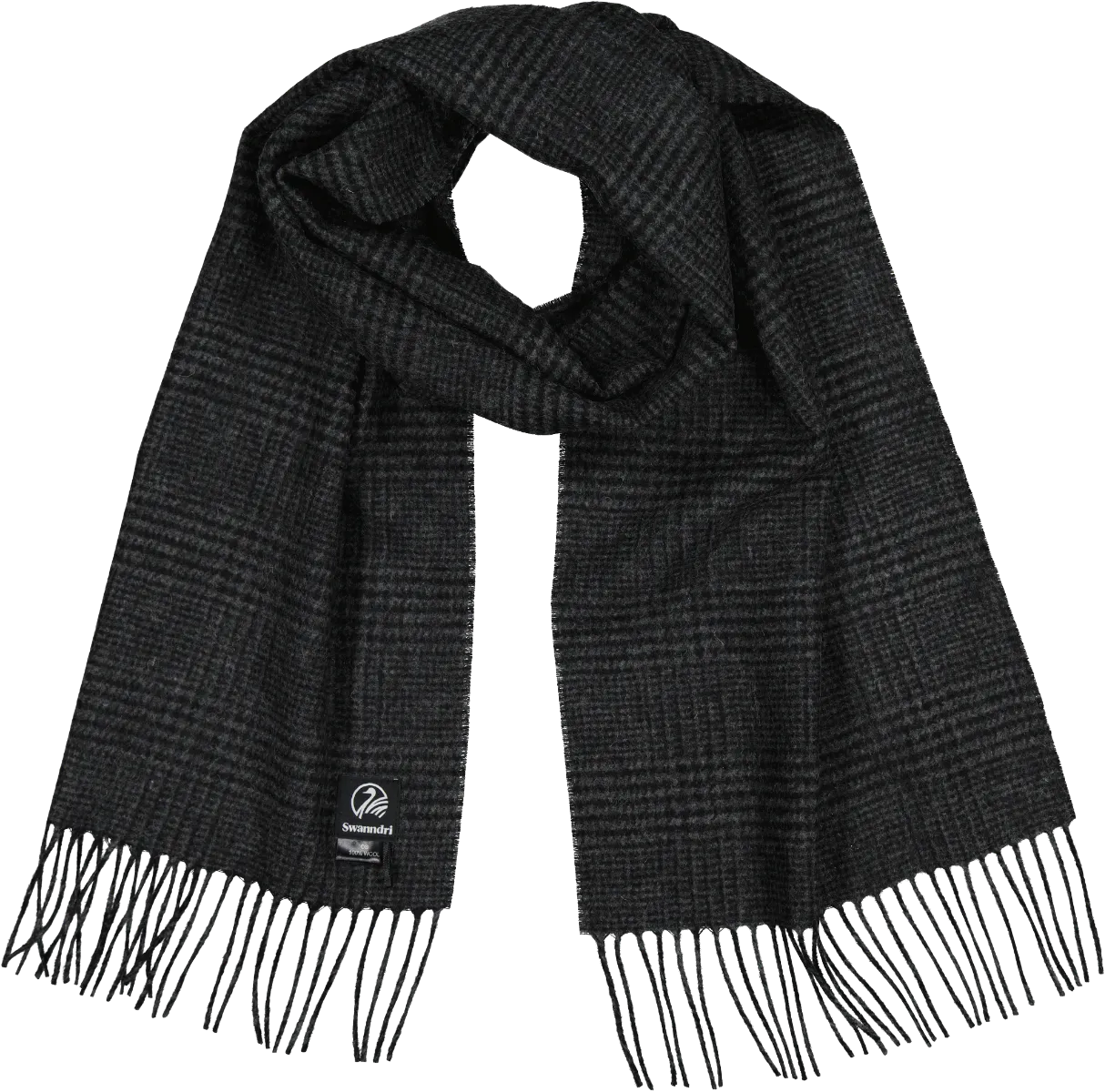 Unisex Wool Scarf - Webb Check - Charcoal & Black