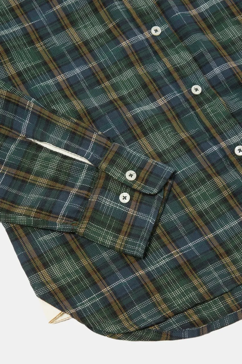 Universal Works Daybrook Shirt (Green Ikat Twill Check)