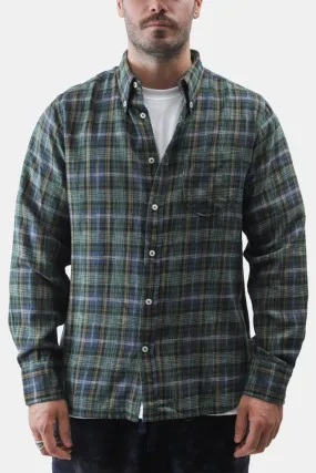 Universal Works Daybrook Shirt (Green Ikat Twill Check)