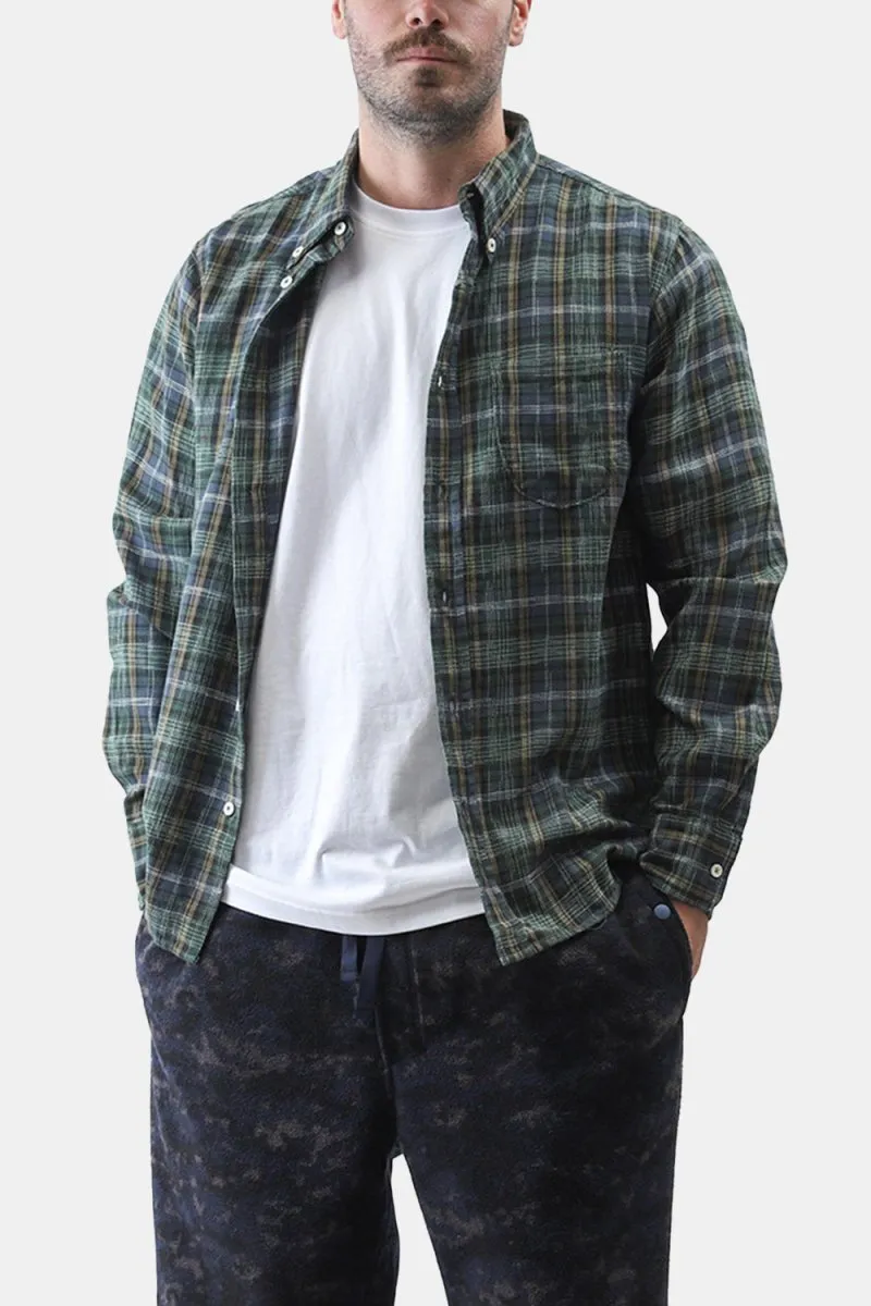 Universal Works Daybrook Shirt (Green Ikat Twill Check)