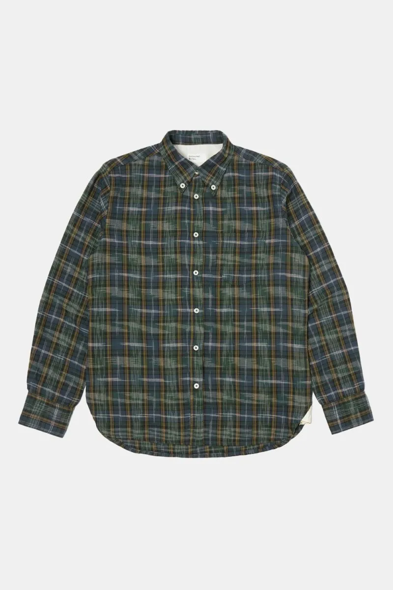 Universal Works Daybrook Shirt (Green Ikat Twill Check)