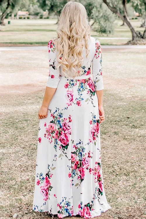 V-neck Floral Print Wrap Dress - 2 Colors