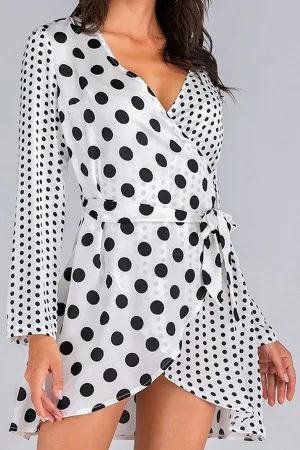 V-Neck Polka Dot Wrap Dress