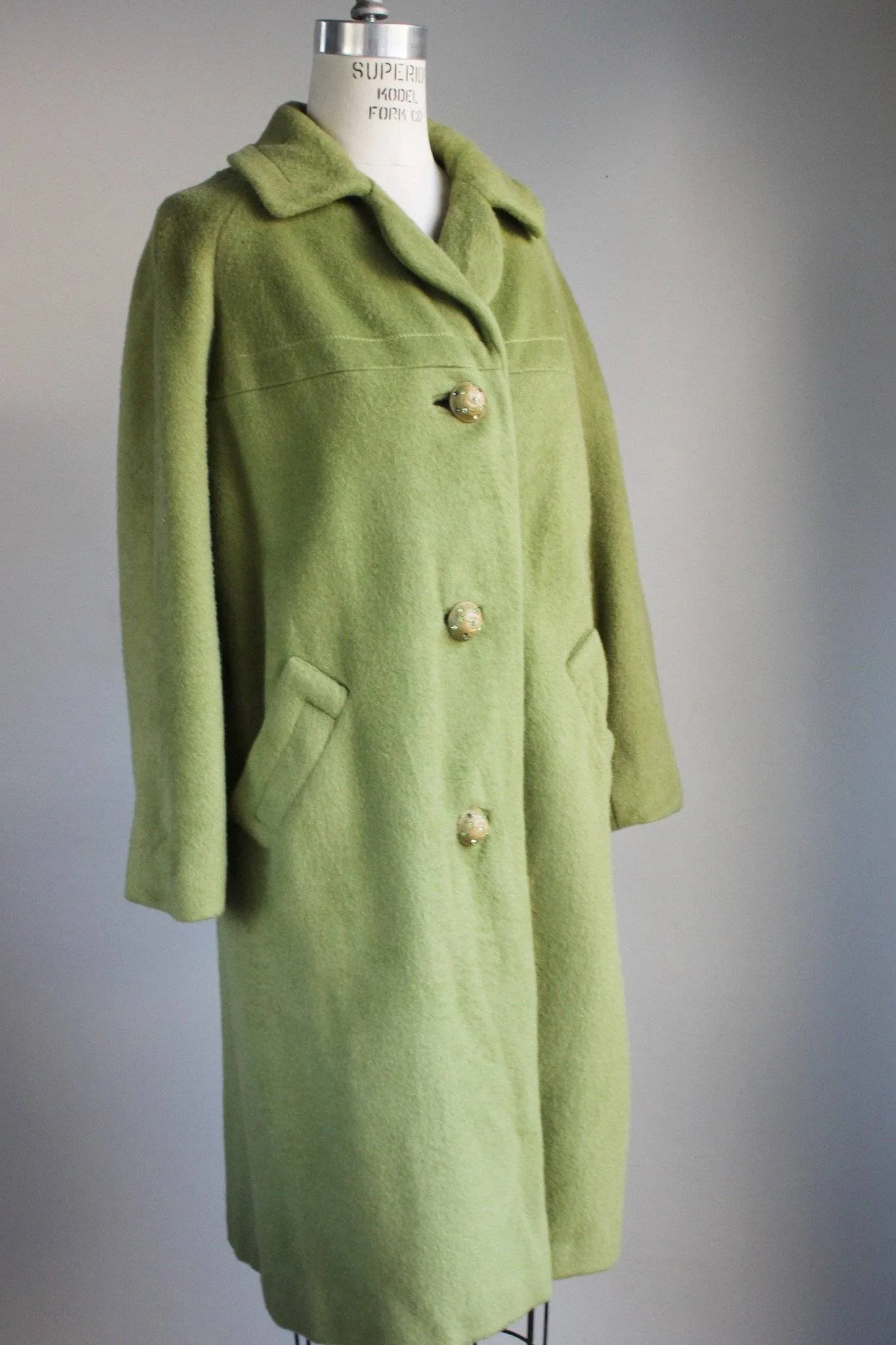 Vintage 1950s Green Mohair Coat