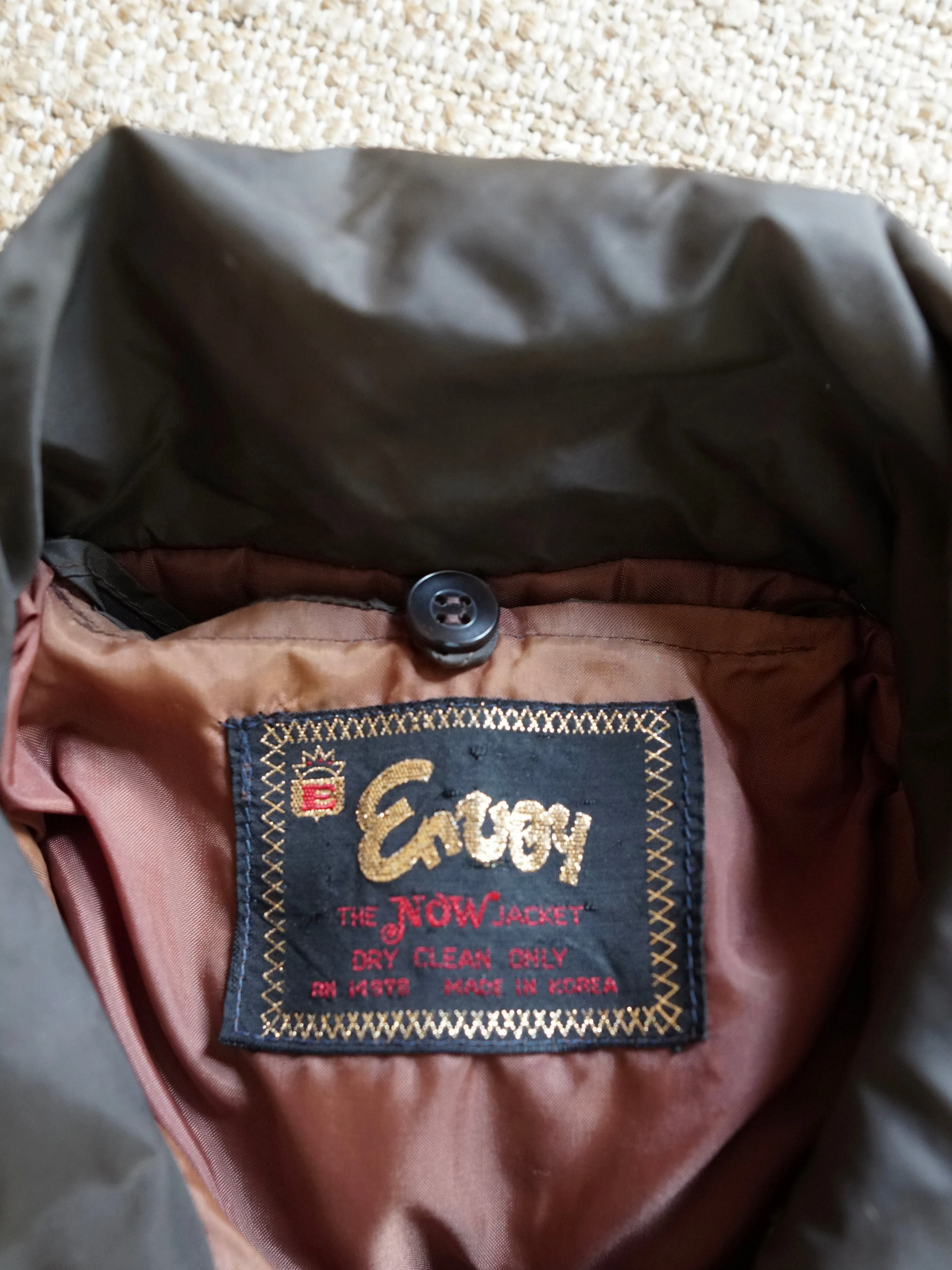 Vintage Carob Brown Snap Button Jacket