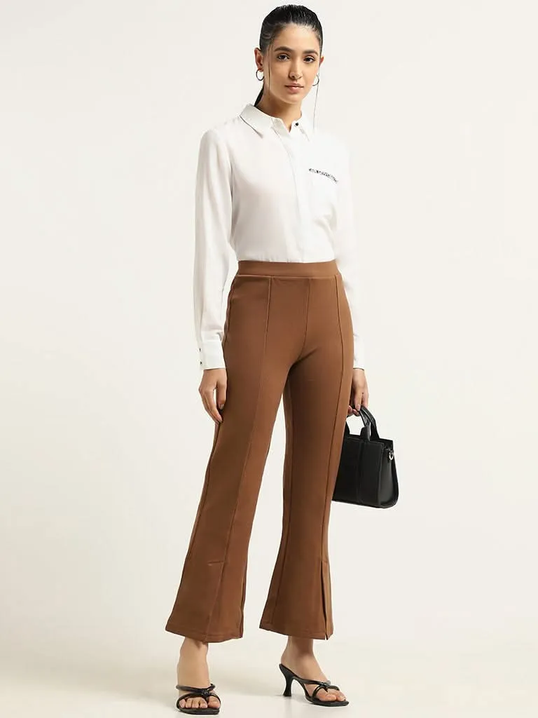 Wardrobe Brown Hem-Slit Trousers