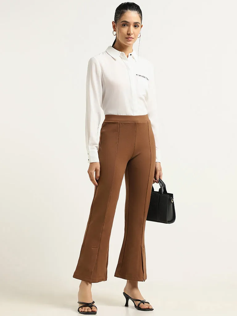 Wardrobe Brown Hem-Slit Trousers