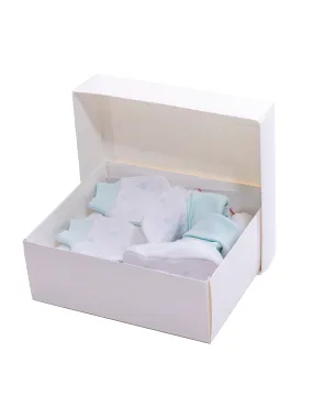 White & Blue Print Essentials Gift Sets (Pack Of 8) For Newborn Baby Boy