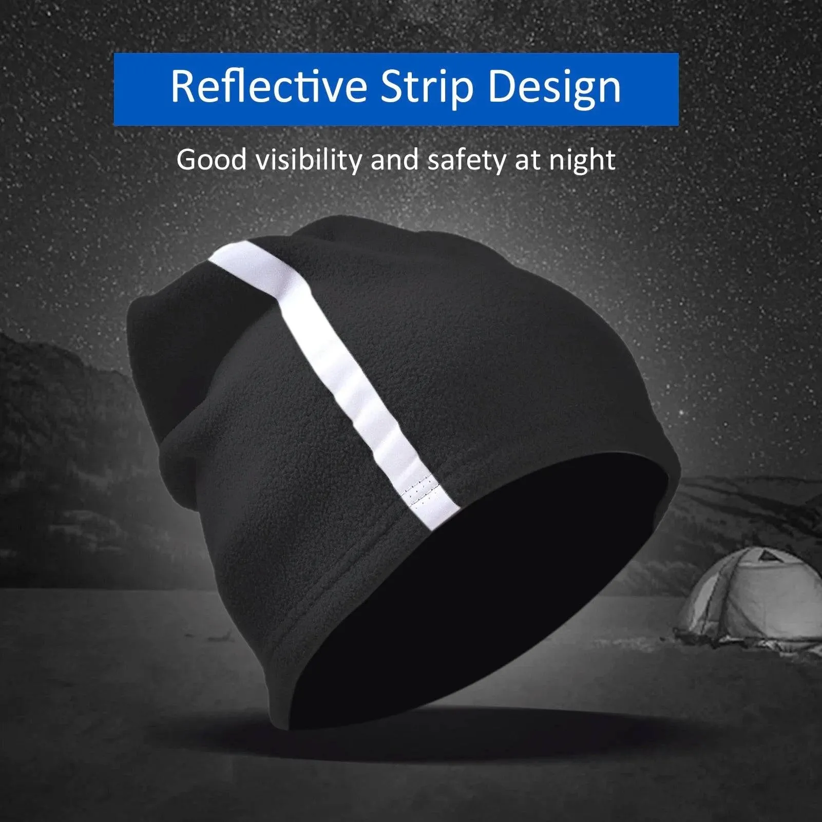 Women Men Outdoor Sport Scarf Adjustable Fleece Neck Gaiter Warmer Ski Mask Reflective Safety Face Cover Hat Winter Warm