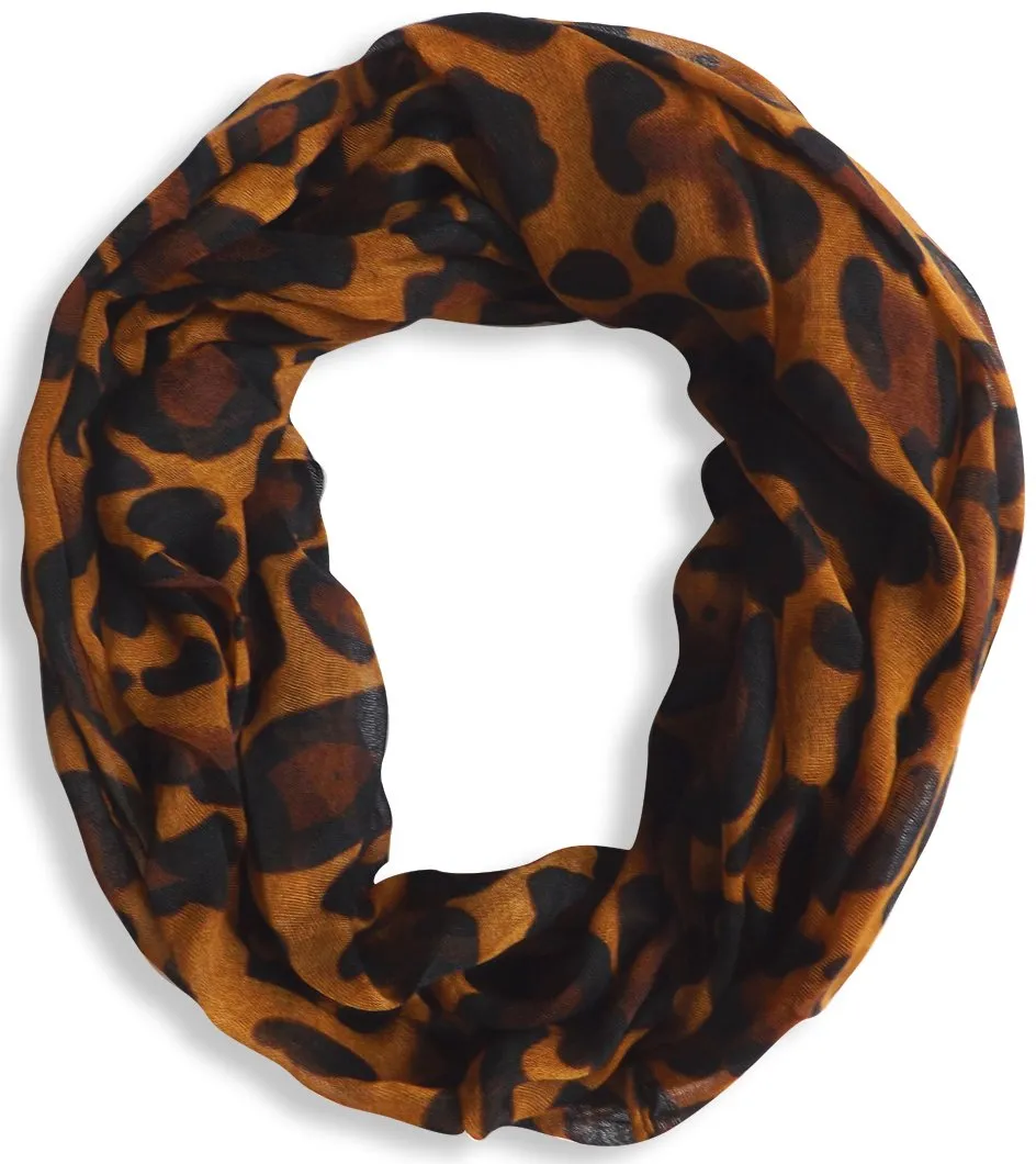 Women's Retro Fashion Two Tone Animal Print Infinity Loop Scarf